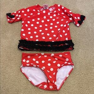 Ruffle Butts Minnie Mouse Rashguard Swim Set